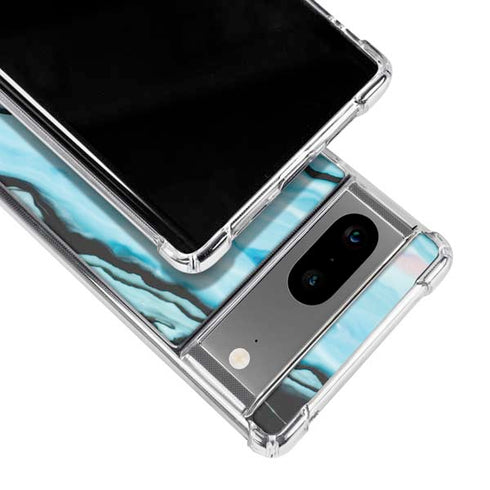 Aqua Blue Marble Ink Google Pixel 8 Clear Case